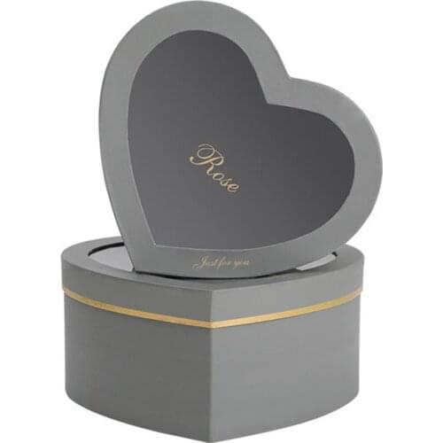 2Pcs/Set Flower Box Heart Shaped Hot Stamping Paper Florist Packaging Rose Gift Case for Party