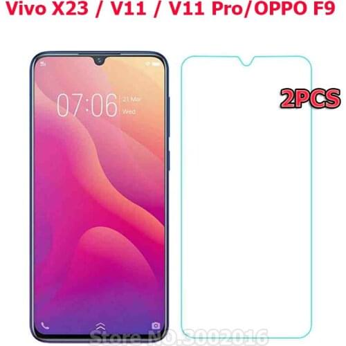 2PCS Tempered Glass For Vivo X23 V11 V11 Pro V11 i Screen Protector 9H Front Gass Film For Oppo F9 Mobile Phone Glass Protector