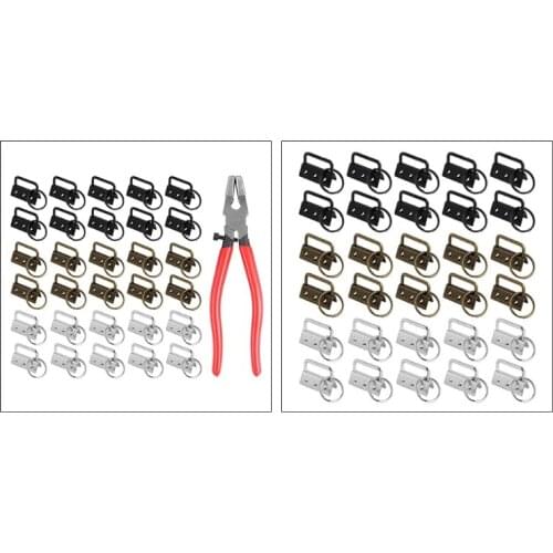 30pcs 32mm Key Fob Hardware with Split Rings Set Assorted Colors Tail Clips for Wristlet Clamp Lanyard Keychain DIY Tool