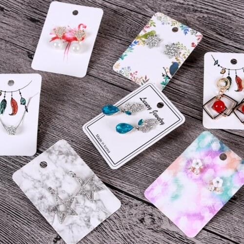 30pcs 5X7cm Printing Paper Cards Card Earrings Necklaces Ear Studs Display Cards Cardboard Jewelry Packaging Hang Price Tag Card