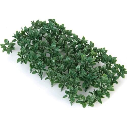 50pcs Plastic Railway Landscape Model Ground Cover Grass with Heart-Shaped Leaves Scenery Layout Accessory