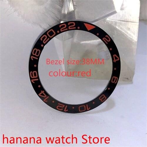 BLIGER 38 mm red ceramic watch glass bezel inserts for 40 mm men’s dial interchangeable accessories 31mm inner diameter