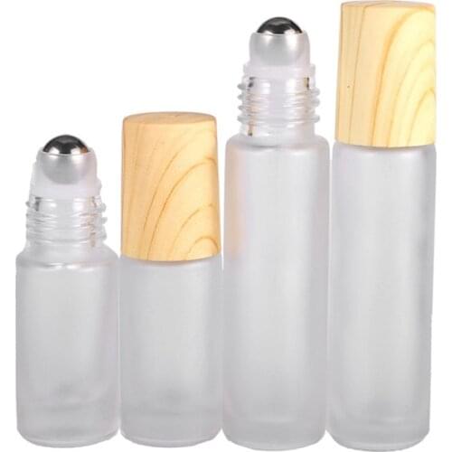 Wholesale 5ml10ml Roll On Bottle Thick Frosted Glass Test Essential Oil Vials With Roller Steel Ball Travel Use Necessaries