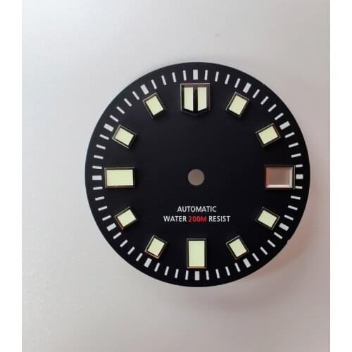 Skx007 Watch Parts 28.5mm Watch Dial Luminous Marks Date Window C3 LuminousSuitable For NH35A Automatic Movement Watch Dial