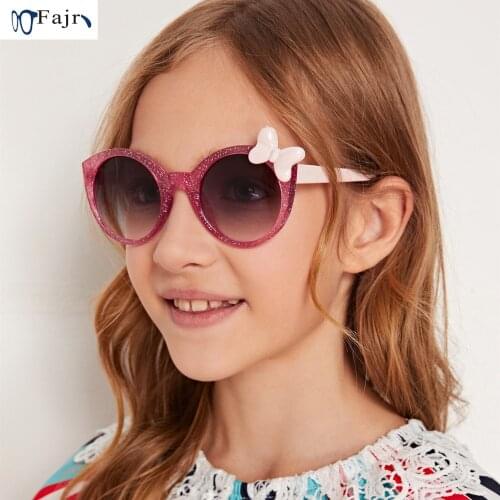 Children Sunglasses Kids Pink Cat Eye Sun Glasses Baby 2021 Butterfly Eyeglasses For Girls Colorful Crystal Mirror Fashion Gift