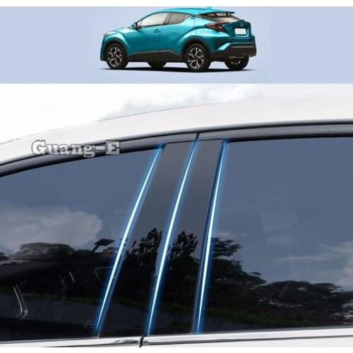 For Toyota C-HR CHR 2017-2021 Car PC Material Pillar Post Cover Door Trim Window Piano Black Molding Sticker Plate 8pcs