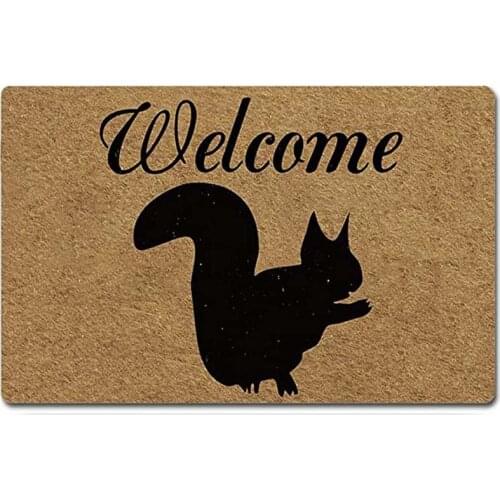 Welcome Squirrel Giraffe Bear Goat Door Mat Rubber Non-Slip Entrance Rug Floor Mat Balcony Mat Funny Home Decor Indoor Doormat