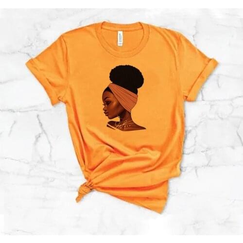 Cool Melanin Black Girl Pattern Cool Digital Printing White Round Neck T-shirt Fashion Graphic T Shirts Unif Gothic Top