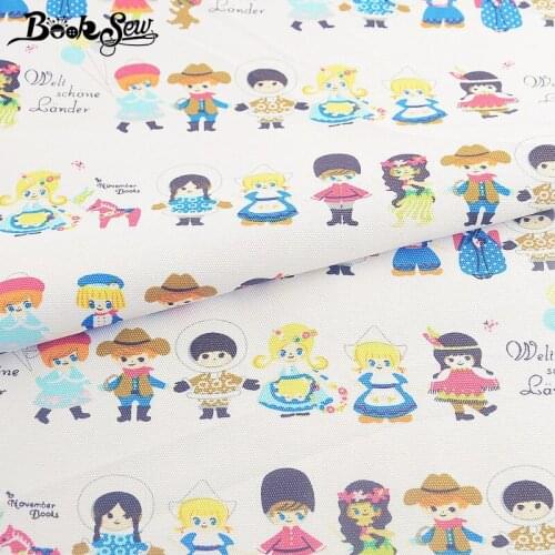 Booksew Cotton Linen Fabric Dye Tissus Au Metre White Fairy Tale Person DIY Patchwork Sewing Material Curtain Tablecloth Cloth