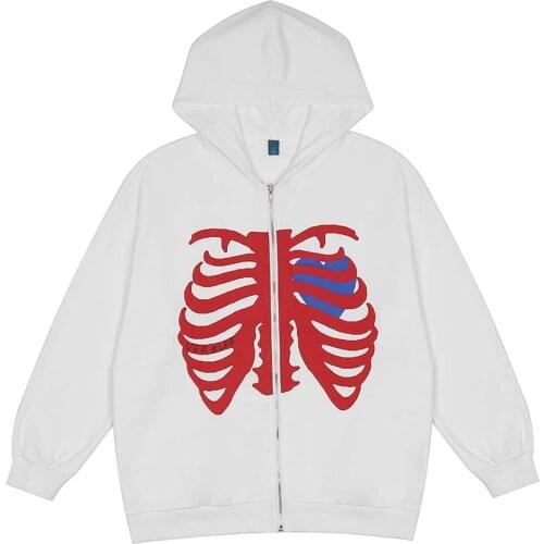 Gothic Skeleton hoodies fashion hoodie Y2k Women punk harajuku hoodie zip-up hoodie vintage hoodie Streetwear HIP HOP Hoodies