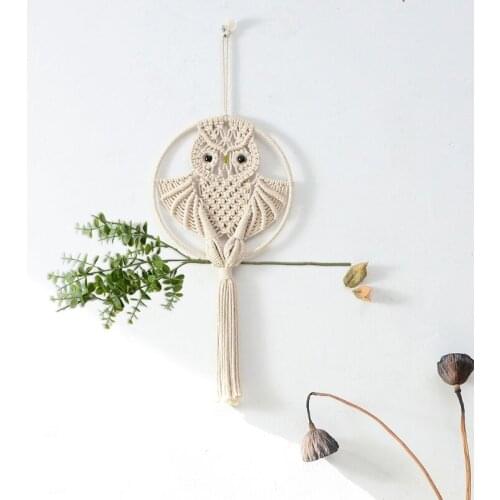 Exquisite Hand-woven Lace Tapestry Owl Dream Catcher Pendant Home Wall Hanging Decoration Supplies
