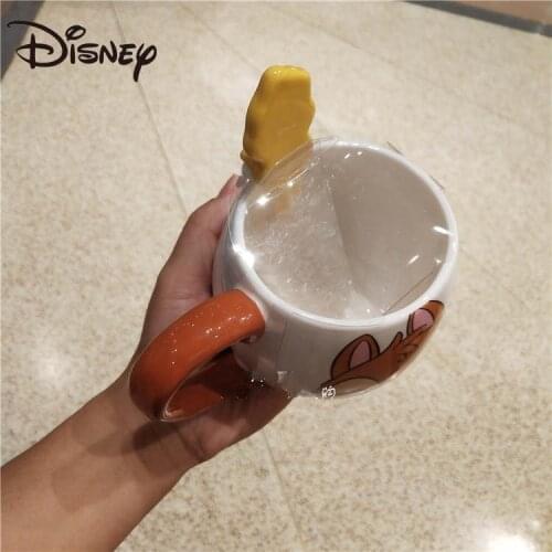 Disney Ceramic Mug chipmunk cartoon Mug coffee mug with spoon Cup large capacity Gift mug heatproof milk mug ceramic mug