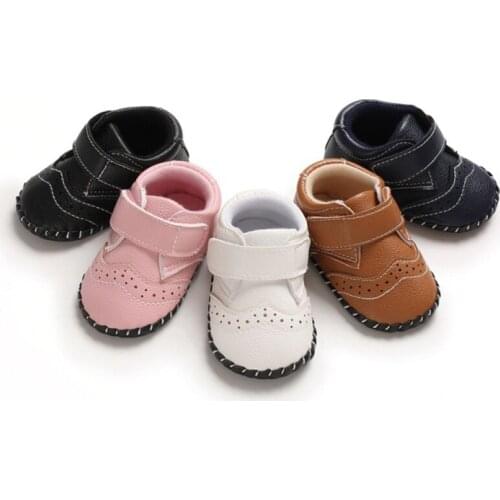 Ins Autumn Baby Boy Solid Crib Shoes Toddler Soft Soled Hook Loop Boys Prewalker Sneakers 0-18 Months