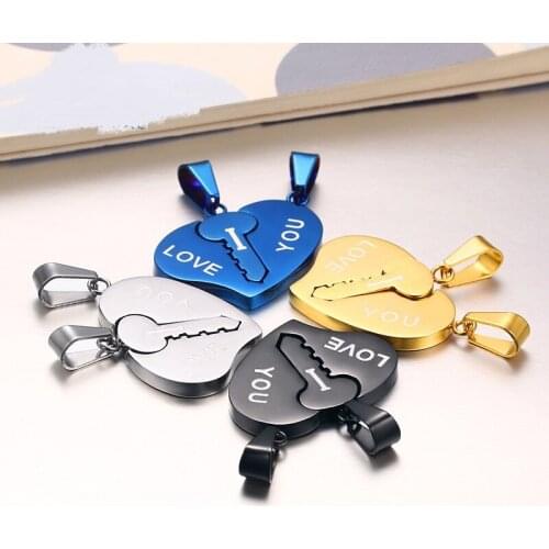 Fashion Men Pendants Necklace Jewelry Chain Heart Shaped Pendants For Women Stainless steel Lovers Necklaces Gift