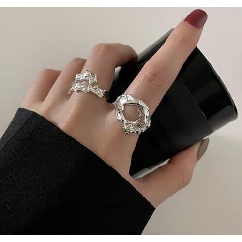 Bilandi Fashion Jewelry Punk Style Geometric Rings 2021 New Design Hot Sale Hip Hop Shiny Silvery Plating Metal Rings For Women