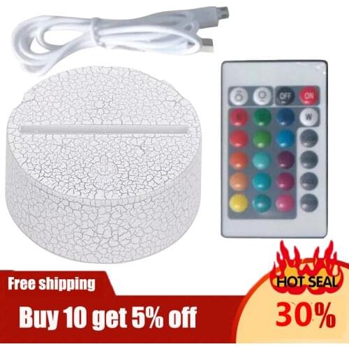 ABS Acrylic 3D LED Night Light Lamp Base Stand Black With Power Adapter USB Cable+Remote Control For Christmas birthday Gift
