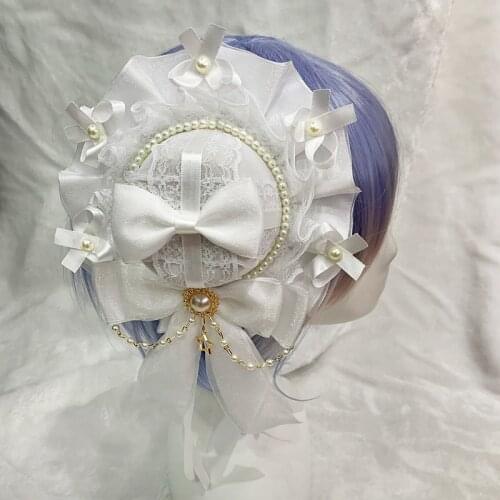 Japanese New Lolita Lolita Headdress White Full Set of Cute Girls Soft Girls Joker Hair Bow