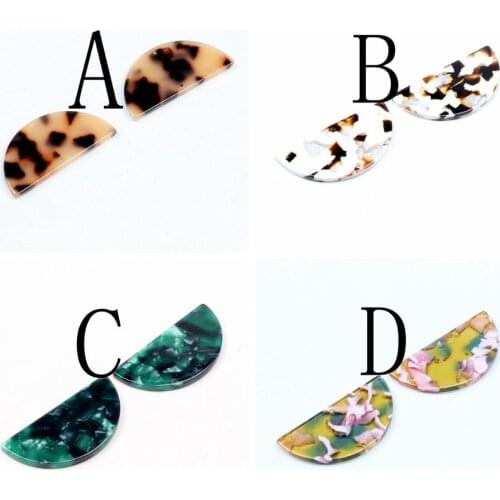 Tortoise Shell Earrings Charm,Acetate Acrylic Semicircle Connectors,Half Circle Discs,2Hole,Semi-Circle Earring ,20x40mm,ACE-223