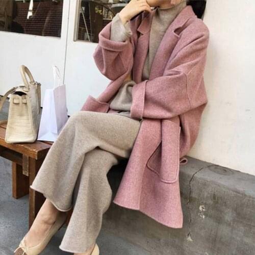 Extra Large Size 2020 Spring Autumn Clothing New Woolen Coat Loose Mid-length Fashion Casual Women Cardigan Windbreaker k1119