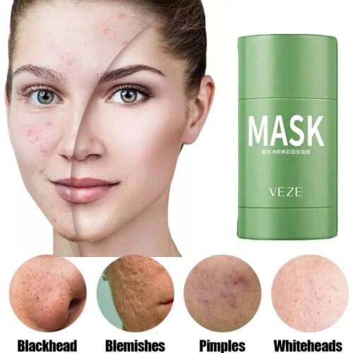 Green Tea Oil Control Eggplant Acne Cleansing Mask Skin Care Moisturizing Remove Blackhead Fine Pores Mud Mask Face Care