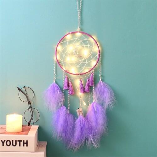 Hand Woven DIY Dream Catcher Wall Hanging Bell with LED Ornaments Home Decoration Accessories Bedroom Decor Aesthetic