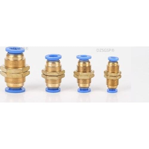 PM Air Pneumatic Straight Bulkhead Union 4mm-12mm OD Hose Tube One Touch Push Into Gas Connector Brass Quick Fitting