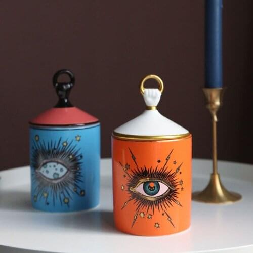 Eye of scented candle ceramic pot eyes receive jar jar home decoration moroccan decor candle holders
