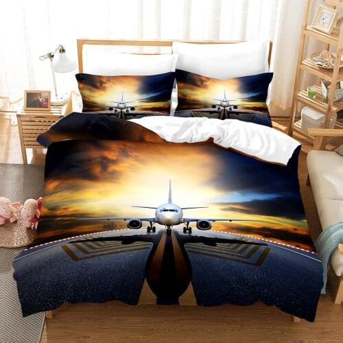 Dropshipping SINGLE only 1 Pillowcase Airplane Pattern Queen Size Bedding For Boys Aircraft Duvet Cover Set Bedding Planes P014