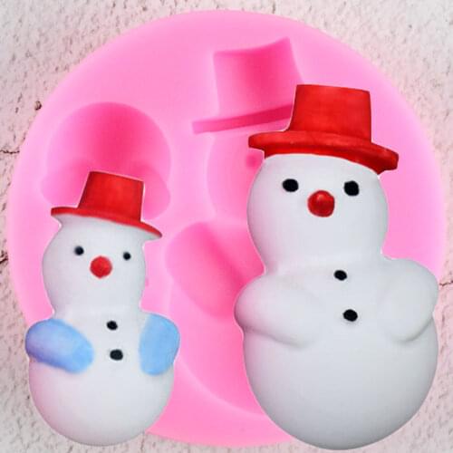 Christmas Decorations Snowman Silicone Molds DIY Cupcake Topper Fondant Mold Cake Decorating Tools Candy Clay Chocolate Moulds