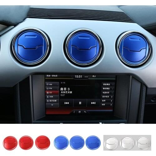 SHINEKA Aluminium Car Dashboard Trim AC Air Condition Vent Outlet Frame Cover Ring Styling Fit for Ford Mustang 2015