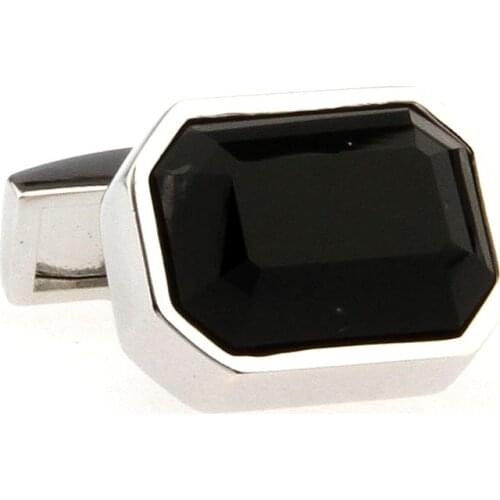High quality Black Glass Crystal Cufflinks Gemelos Mens Fashion dress Accessories shirt Business cuff cufflinks