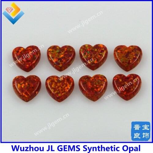 10pcs/lot) Heart Shape 10mm OP45 Red Color Fire Opal Heart Loose Pendant for Necklace