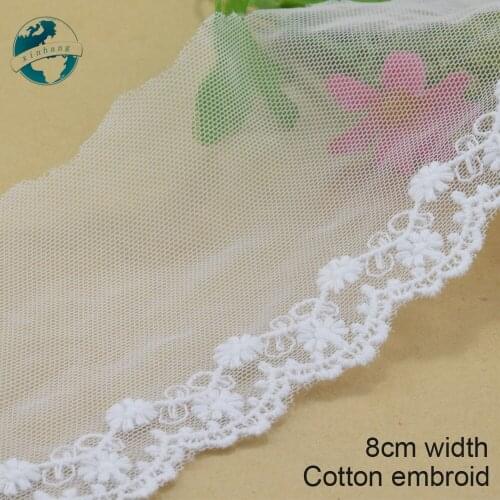 3yards 8cm white lace cotton embroidery lace french lace ribbon fabric guipure diy trims warp knitting sewing Accessories#3057