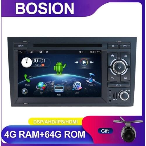Bosion 4G 64G Android 10.0 Car DVD Player For Audi/A4/S4 2002-2008 GPS stereo navigation Radio 2 Din Car Multimedia Player Wifi
