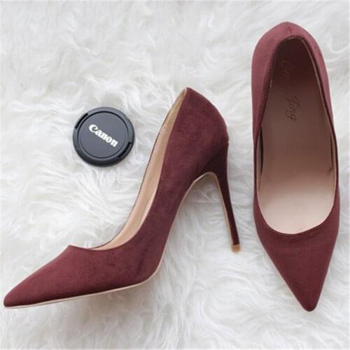 Free shipping fashion women Pumps Vintage burgundy velvet Pointy toe high heels shoes size33-43 12cm 10cm 8cm party shoes