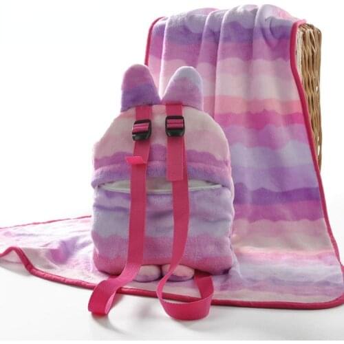 Childrens Blanket Thicken Cartoon Travel Backpack Knitted Flannel Blanket Swaddle Baby Sleeping Blanket