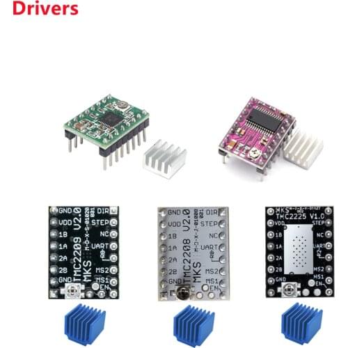 TMC2208 TMC2209 TMC2225 DRV8825 A4988 stepper motor driver TMC 2208 2209 stepping engine CNC shield driver heatsink for nema 17