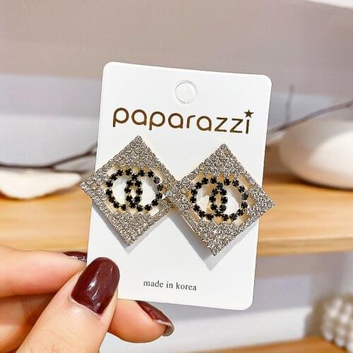 Statement Earrings 2020 Black Square Geometric Earrings For Women Crystal Luxury Wedding Rhinestone Earring Gold Colo