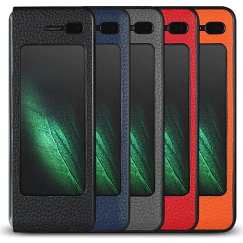 Genuine Leather Flip Phone Case for Samsung Galaxy Fold Accessories Anti-knock Case Protective Shell Shockproof Hard Cover New