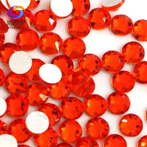 SS3-SS30 Super beauty Orange red Non HotFix flatback Top-level glass crystal 3D Nail Art Rhinestones diy Decorations MFJH