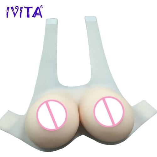 IVITA 3000g Big Nipples Realistic Silicone Breast Forms Areola Fake Boobs With Adhesive Straps For Crossdresser Shemale Ladyboy