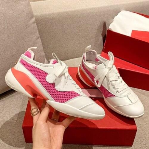 Pink Shoes Woman Round Toe Shoes Thick Bottom Outdoor Run Women Shoes Breathable Mesh Sneakers Women Trainers Casual Shoes New