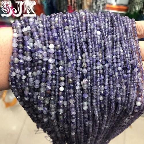 Small Natural Stone Faceted Purple Amethysts Crystal Section Round Beads 2/3/4mm DIY Necklace Earring Beads For Jewelry Making