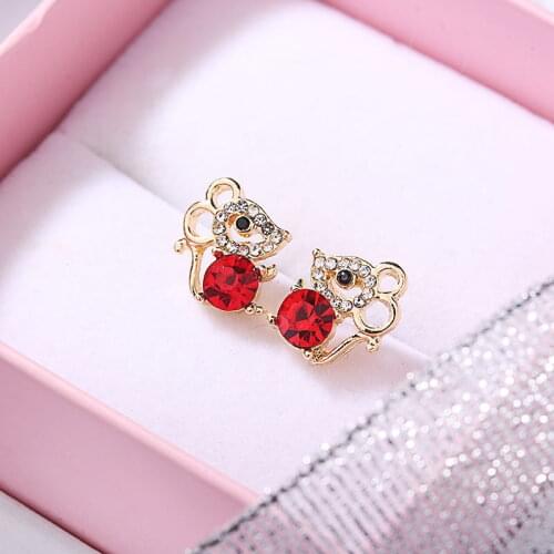 Korea Style Cute Mouse Crystal Luxury Wedding Rhinestone Clip on Earrings 2020 Fashion Women Ear Clip Jewelry