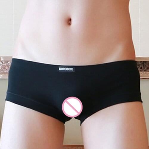 Mens Solid Low Rise Underwear Boxers Comfortable Super Sexy Cueca Shorts Trunks Bulge Shorts Breathable Underpants