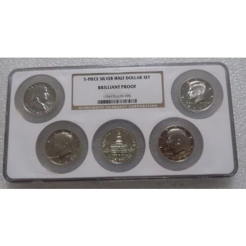 Real Rare Silver Original Coin Collection Ngc United States 1962-2000 50 Cents 5 Silver Coins