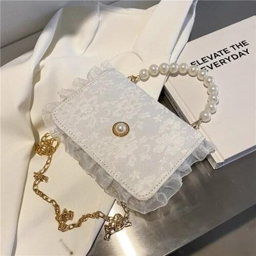 New Vintage Lace Beads Bag Small Wedding Flap Bags Chain Women Shoulder Crossbody Bags Tote Womens Handbags Purses