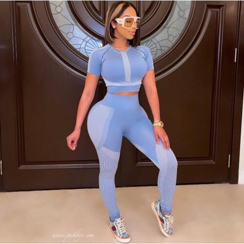 New womens fashion positioning printed high stretch casual sports suit