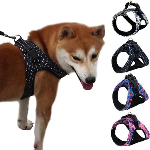 Pet Dog Lead Harness Vest Breathable Mesh Walking Vest Colorful Printed Harness Easy Control Pets Costome Accessories