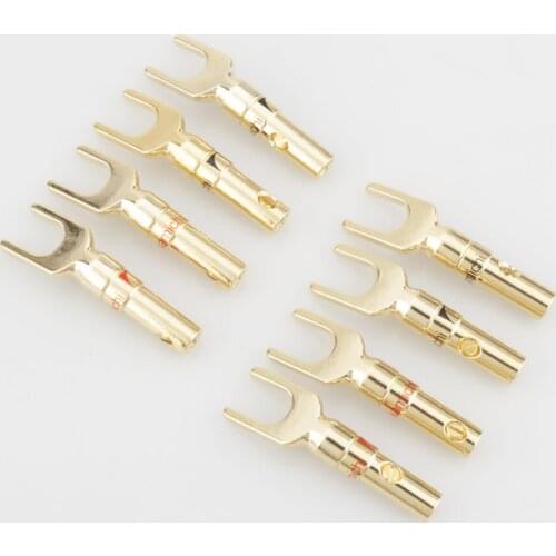 High Quality Free shipping 12pcs Nakamichi gold plated spade connector for speaker cable